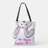 Funny and Cute Pink Easter Rabbit Bunny Tote Bag (Achterkant)