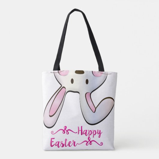 Funny and Cute Pink Easter Rabbit Bunny Tote Bag (Achterkant)
