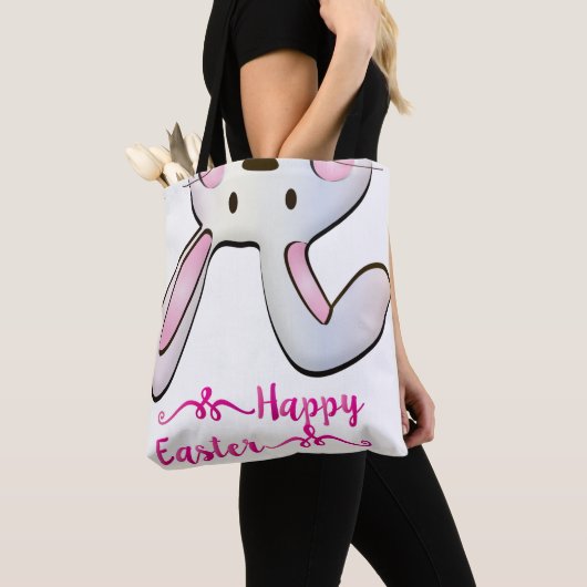 Funny and Cute Pink Easter Rabbit Bunny Tote Bag (Dichtbij)
