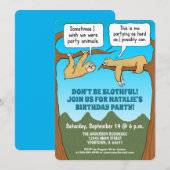 Funny and Cute Sloths Birthday Party Kaart (Voorkant / Achterkant)