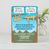 Funny and Cute Sloths Birthday Party Kaart (Staand voorkant)