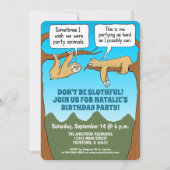 Funny and Cute Sloths Birthday Party Kaart (Voorkant)