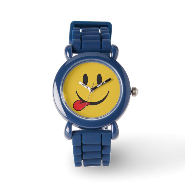 Funny and Cute Sticking out tongue Emoji Horloge (Voorkant)