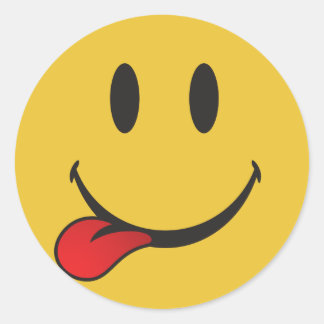Funny and Cute Sticking out tongue Emoji Ronde Sticker