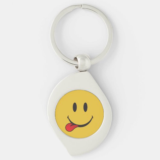 Funny and Cute Sticking out tongue Emoji Sleutelhanger (Voorkant)