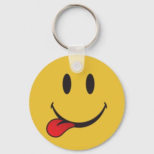 Funny and Cute Sticking out tongue Emoji Sleutelhanger (Voorkant)