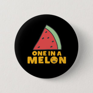 Funny and Cute Watermelon Fruit Pun one in a Melon Ronde Button 5,7 Cm