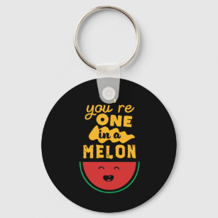 Funny and Cute Watermelon Fruit Pun one in a Melon Sleutelhanger