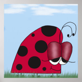 Funny and Euphoric Ladybug Painting Poster