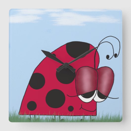 Funny and Euphoric Ladybug Painting Vierkante Klok (Voorkant)
