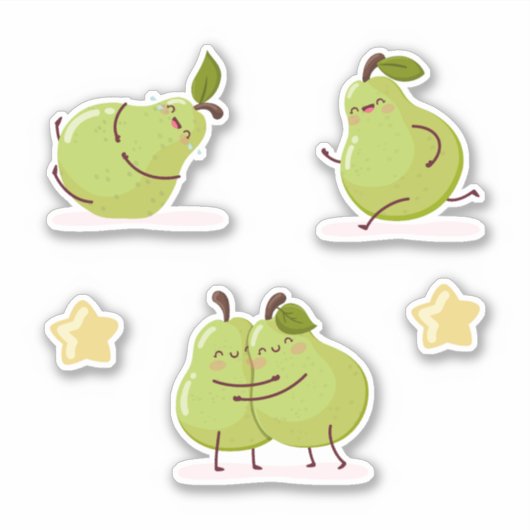 Funny and loving children's pears set sticker (Voorkant)