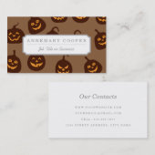 Funny and Scary Brown Halloween Pumpkins Pattern Visitekaartje (Voorkant / Achterkant)