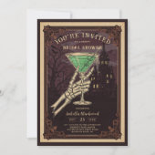 Funny and Sophisticated Halloween Gothic Cocktail Kaart (Voorkant)