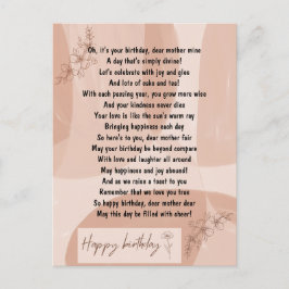 Funny and Touch Poem for Mum Birthday Briefkaart