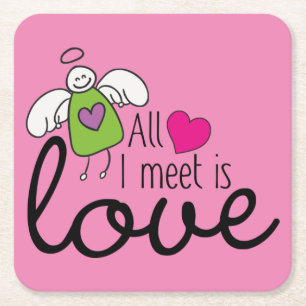 Funny Angel - ik zie alleen liefde 1 Kartonnen Onderzetters