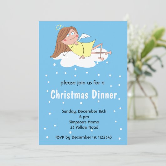 Funny Angel-kerstuitnodigingen Kaart (Staand voorkant)