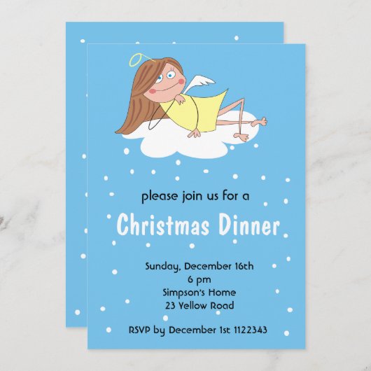 Funny Angel-kerstuitnodigingen Kaart (Voorkant / Achterkant)