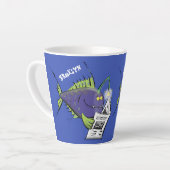 Funny angler fish cartoon latte mok (Linkerhoek)