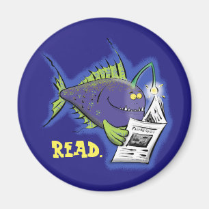 Funny angler fish cartoon magnet