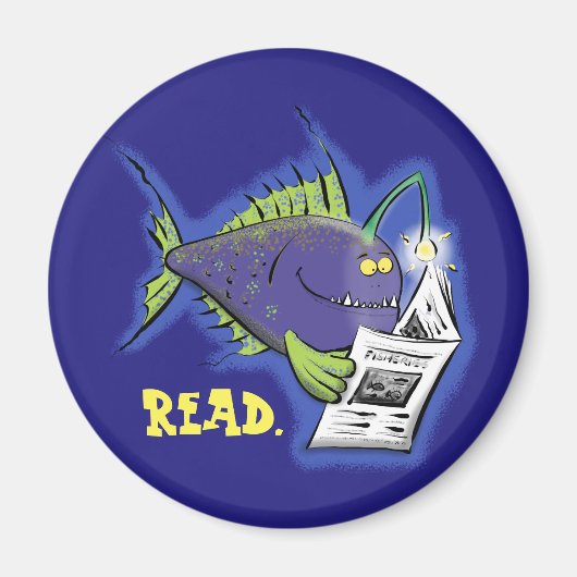 Funny angler fish cartoon magnet (Voorkant)