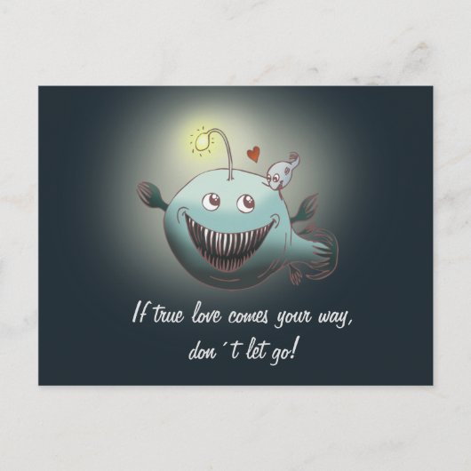 Funny angler fish love valentijn's briefkaart (Voorkant)