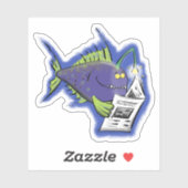 Funny angler fish paarse cartoon illustratie sticker (Vel)