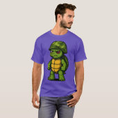 Funny Angry Armyurtle Soldier retro T-shirt (Voorkant volledig)