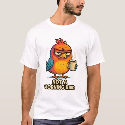 Funny Angry Bird Coffee Lover Design for Morning M T-shirt (Voorkant)