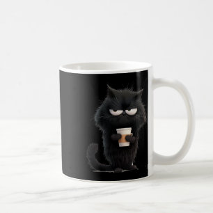 Funny Angry Black Cat T-shirt Schattige Koffielief Koffiemok
