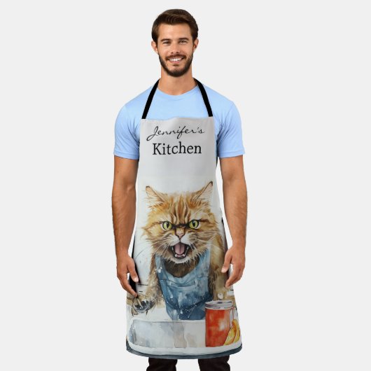 Funny Angry Cat All-Over Print Schort (Gedragen)