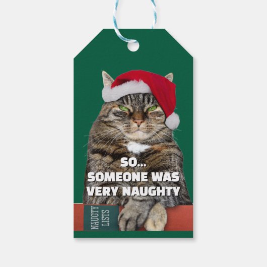 Funny angry cat Christmas Cadeaulabel (Achterkant)