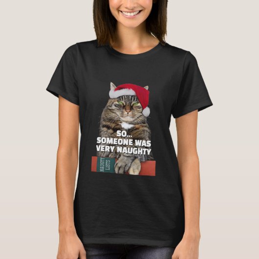 Funny angry cat Christmas T-Shirt (Voorkant)