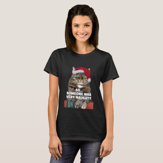 Funny angry cat Christmas T-Shirt (Voorkant volledig)