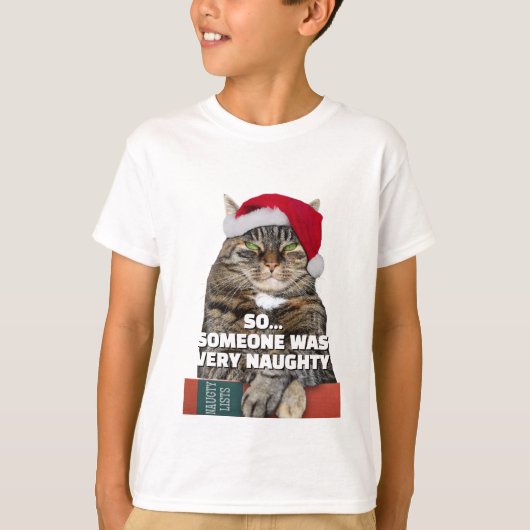 Funny angry cat Christmas T-Shirt (Voorkant)
