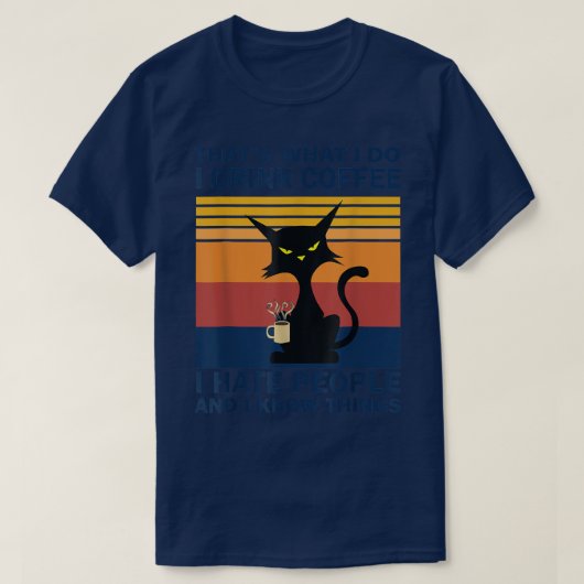 Funny Angry Cat Drink koffie T-shirt (Design voorkant)