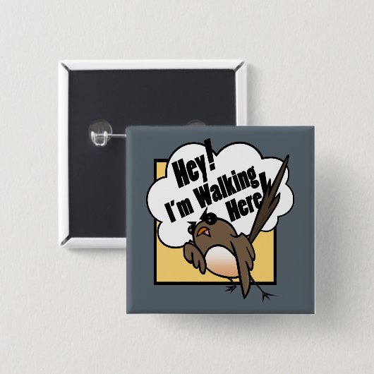 FUNNY ANGRY DISGRUNTED BIRD SQUARE BUTTON (Voorkant /achterkant)