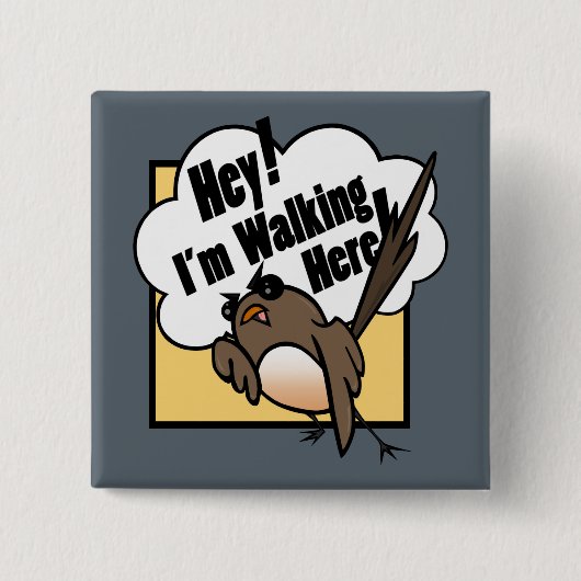 FUNNY ANGRY DISGRUNTED BIRD SQUARE BUTTON (Voorkant)