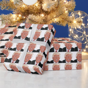 FUNNY ANGRY DONALD TRUMP CHRISTMAS WRAPPING PAPER CADEAUPAPIER