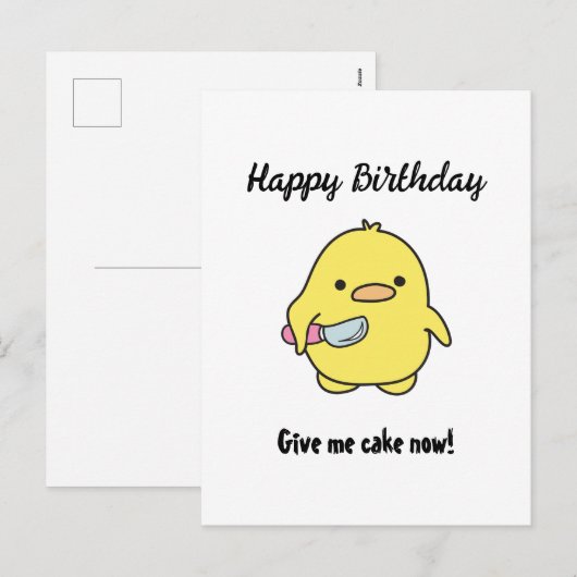 Funny Angry Duck Birthday Feestdagenkaart (Voorkant / Achterkant)