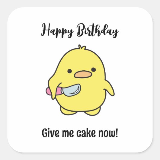 Funny Angry Duck Birthday Vierkante Sticker (Voorkant)