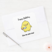 Funny Angry Duck Birthday Vierkante Sticker (Envelop)