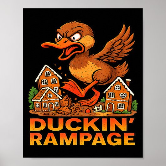 Funny Angry Duck Unique Christmas Rampage Gingerbr Poster (Voorkant)