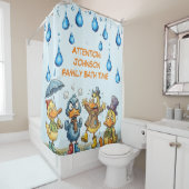 Funny Angry Ducks Custom Family  Douchegordijn (In situ)