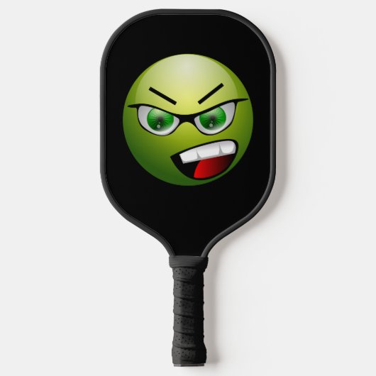 Funny Angry Face Green Black Pickleball Paddle (Voorkant)