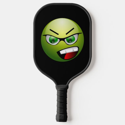 Funny Angry Face Green Black Pickleball Paddle (Achterkant)