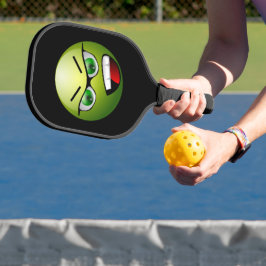 Funny Angry Face Green Black Pickleball Paddle