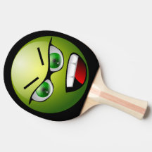 Funny Angry Face Green Ping Pong Paddle