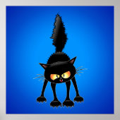 Funny Angry & Fierce Black Cat Cartoon Poster (Voorkant)