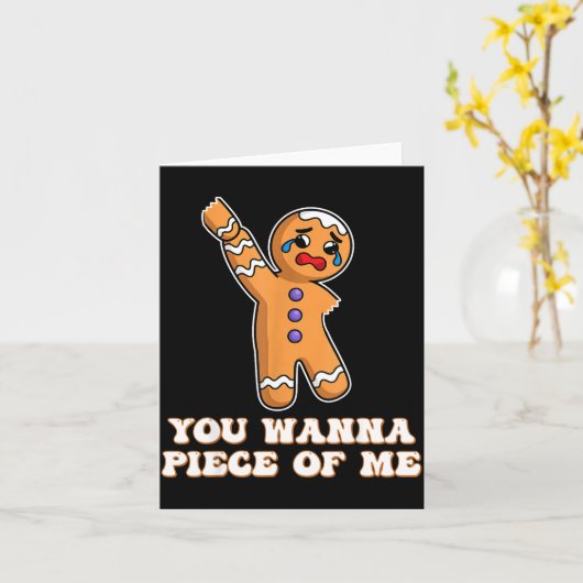 Funny Angry Gingerbread Man You W Ece Of Me  Kaart (Gele Bloem)