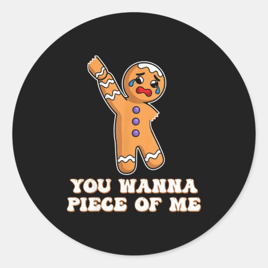 Funny Angry Gingerbread Man You W Ece Of Me  Ronde Sticker (Voorkant)